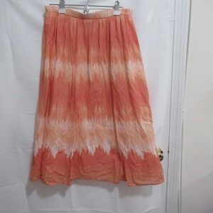 Chico's Maxi Skirt Women Sz 0 (4 small) Orange Tie Dye Cotton Crinkle Lined boho